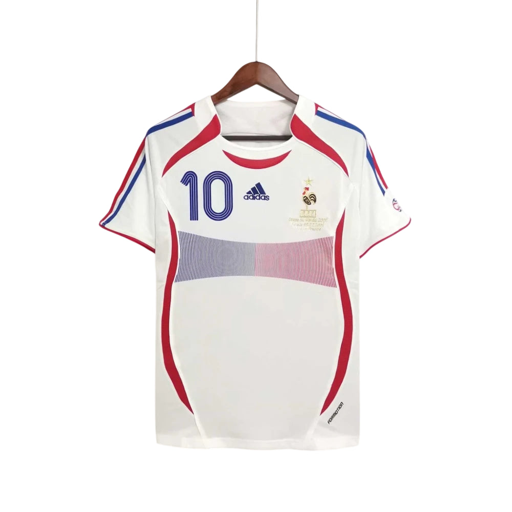 Camisa França Away 2006/2007 Retrô Masculino Adidas Branca (ZIDANE + 10)