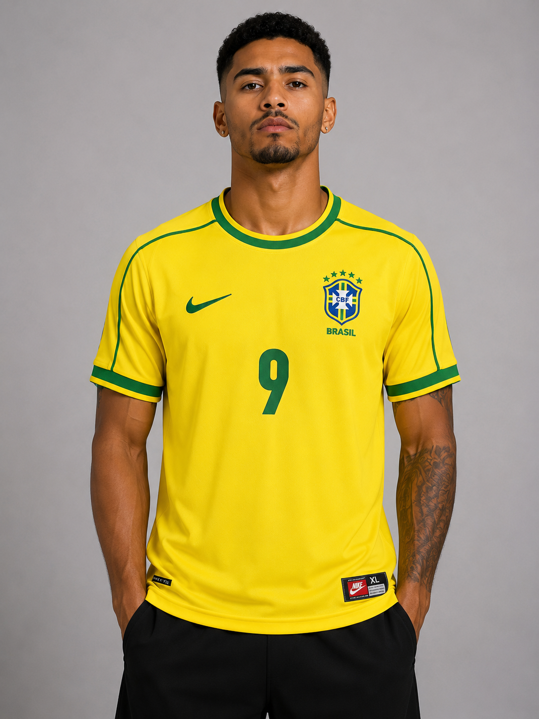 Camisa Seleção Brasileira - Amarela - Nike - Retrô 1998 (RONALDO + 9)