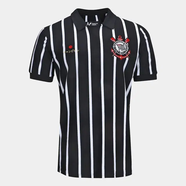 Camisa Polo Corinthians Retrô Japão Masculina - Preto